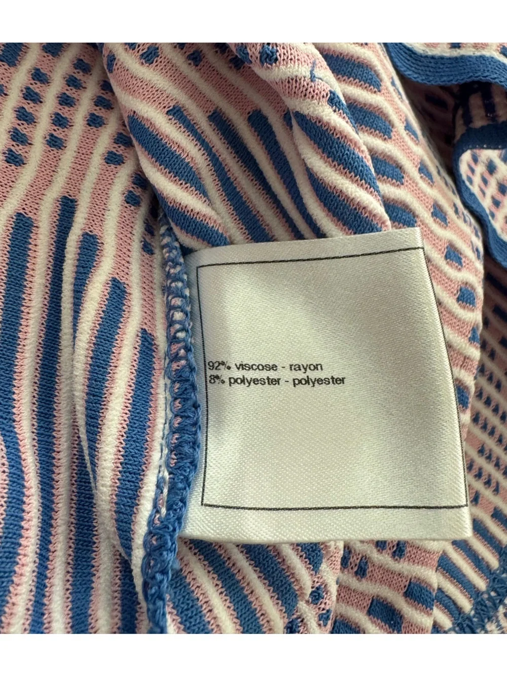 Chanel Authentic Cruise Blue/Pink/White Zigzag Pattern  Knit Top/36/ New